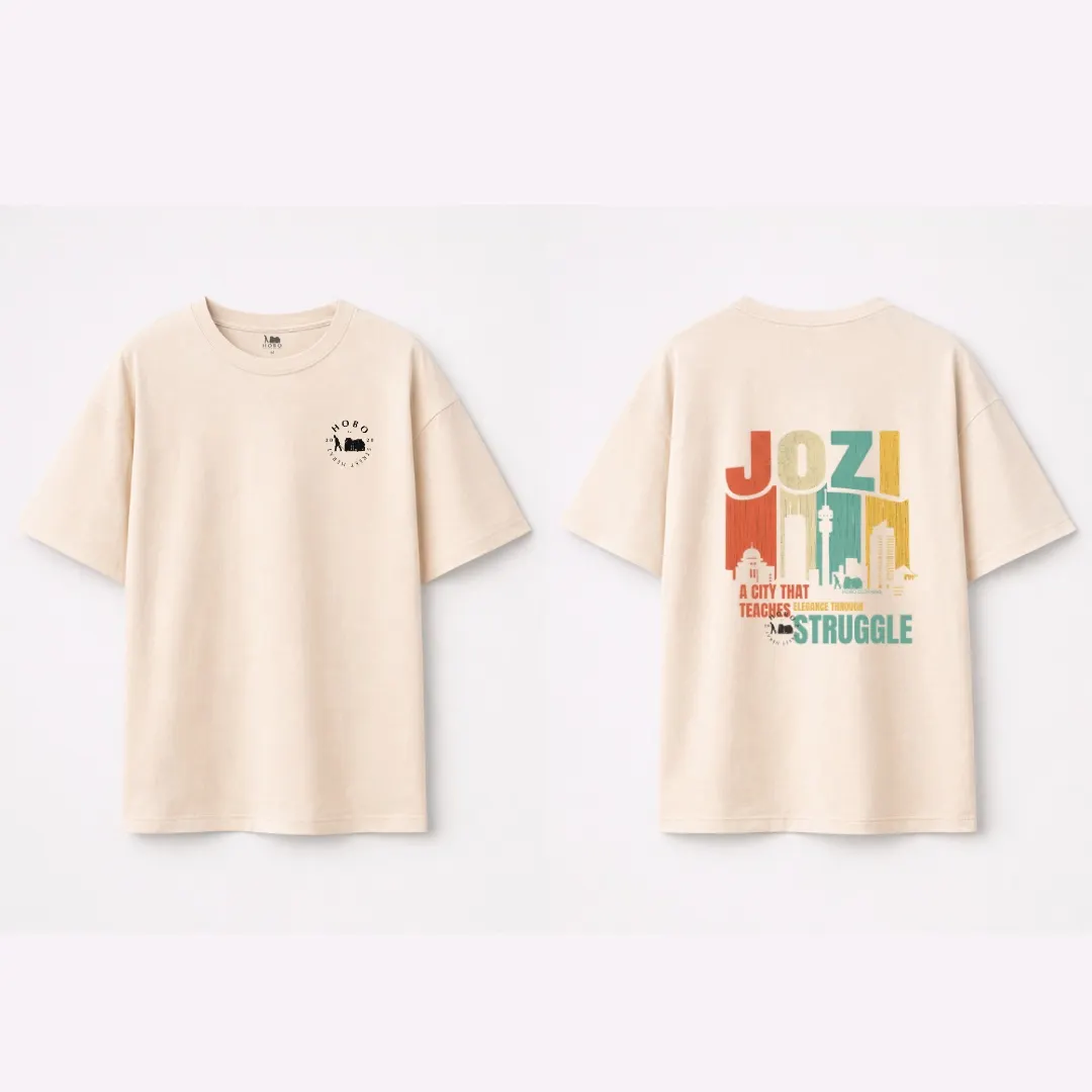 Natural tees with the Jozi back print