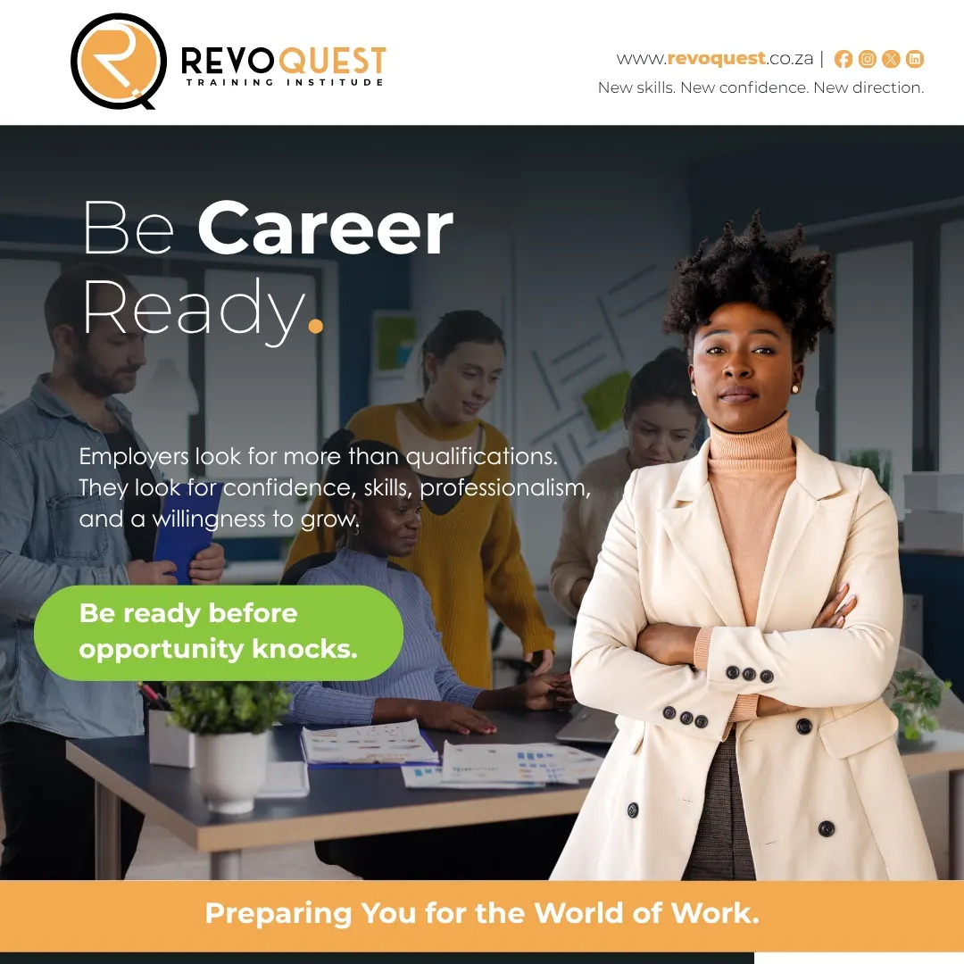 Be career ready: a confident woman in an office