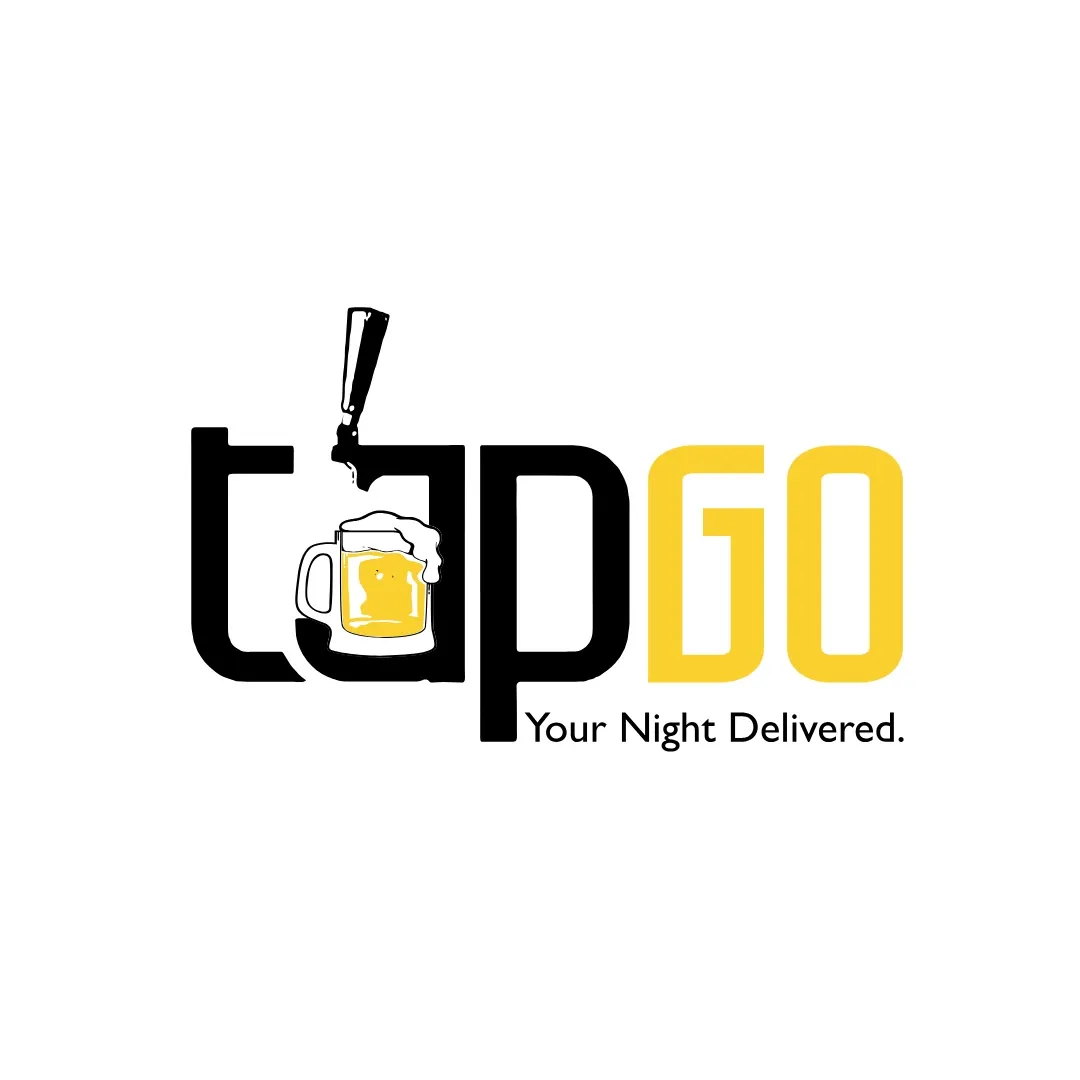 TapGo wordmark with a beer-tap letterform: Your night delivered