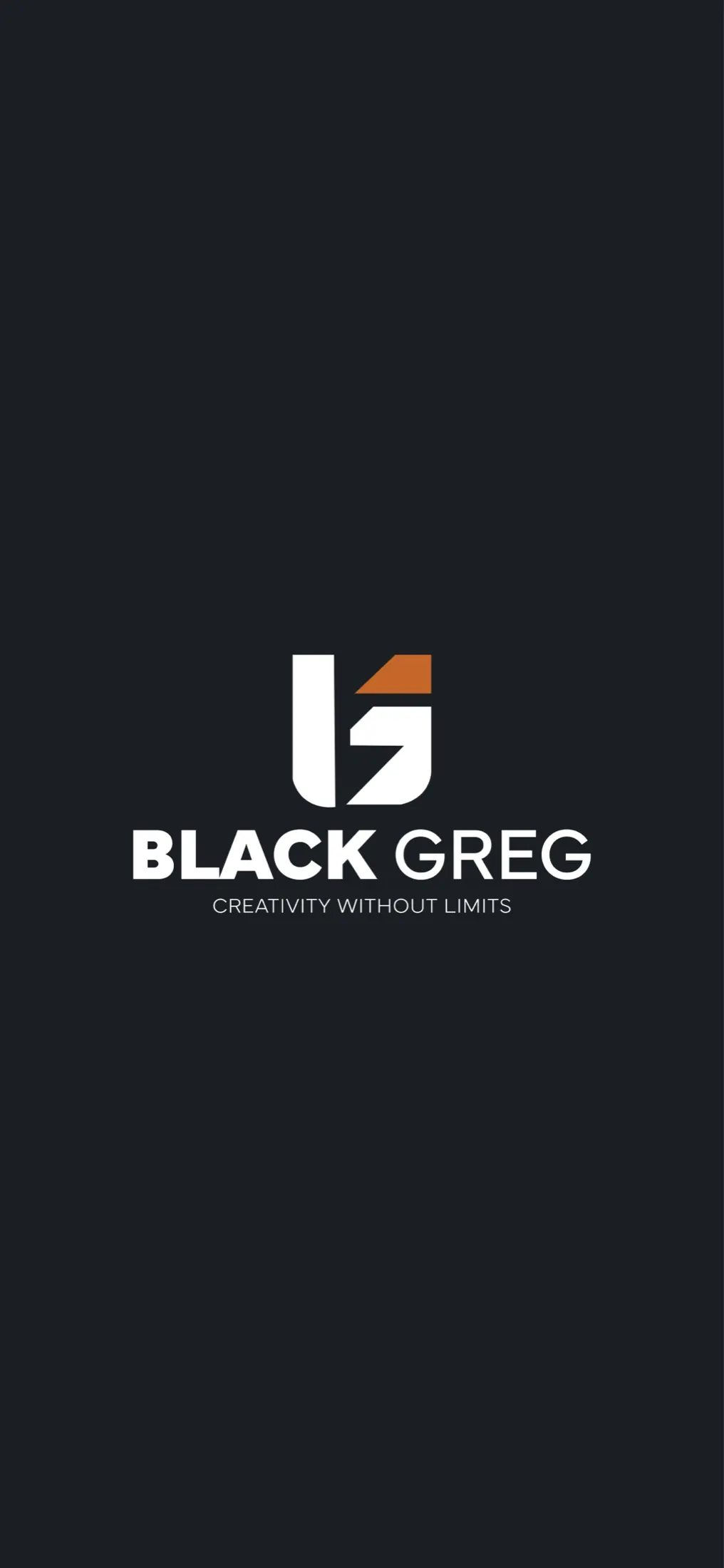 Vertical phone wallpaper with The Black Greg monogram